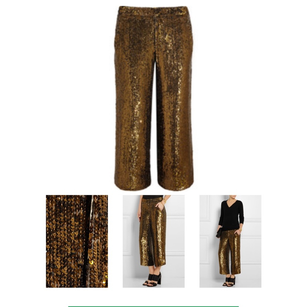 NWT J.Crew Collection Cropped Sequined Silk Wide Leg Pants